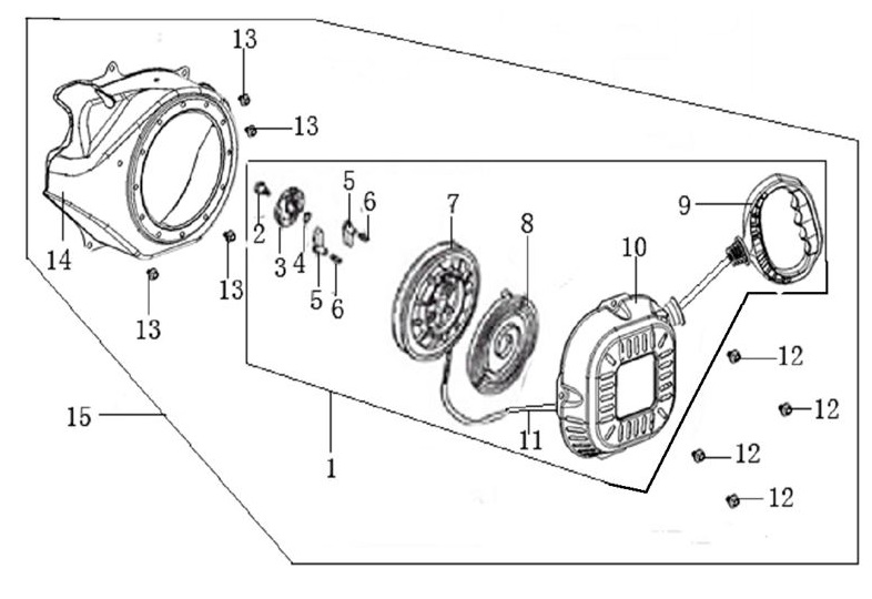 ЗАПЧАСТИ ДЛЯ ДВИГАТЕЛЯ LC170FDS (СТАРТЕР РУЧНОЙ)
